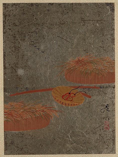 Flower Baskets And Farmer's Hat — Shibata Zeshin