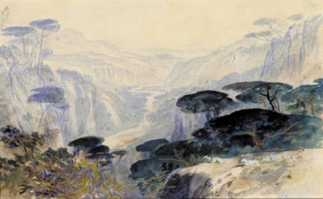 Cedars Overlooking The Valley, Galilea — Edward Lear
