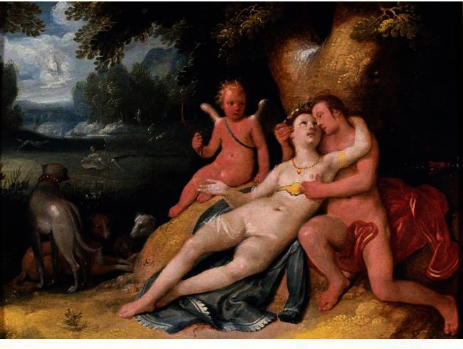 Venus And Adonis With Cupid In A Landscape — Cornelis Cornelisz Van Haarlem