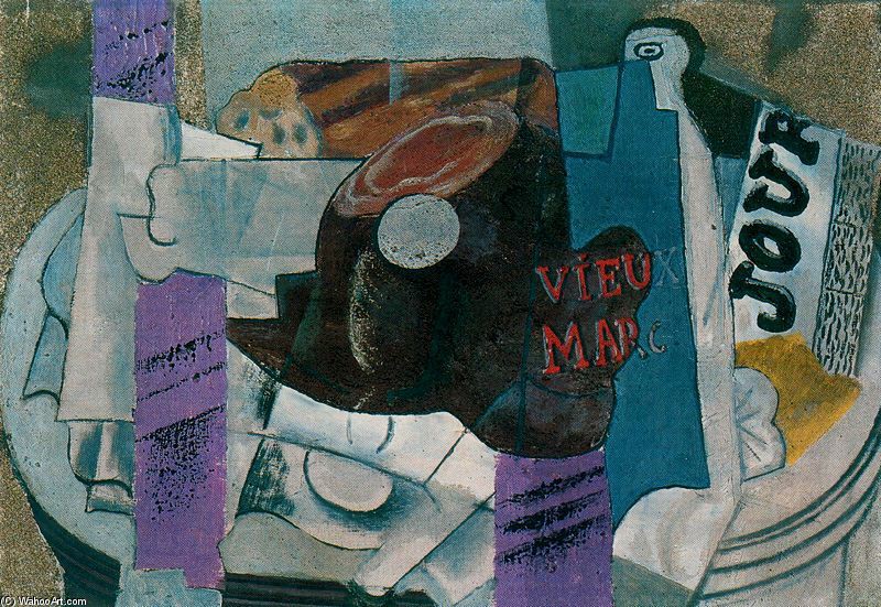 Jamón, Copa, Botella De ''vieux Marc'', Periódico — Pablo Picasso