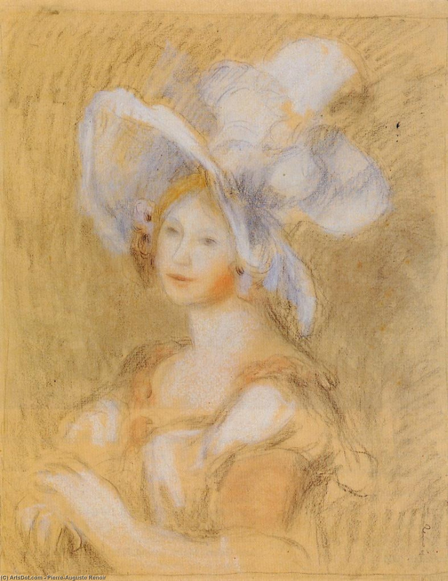 Amelie Dieterie In A White Hat — Pierre-auguste Renoir