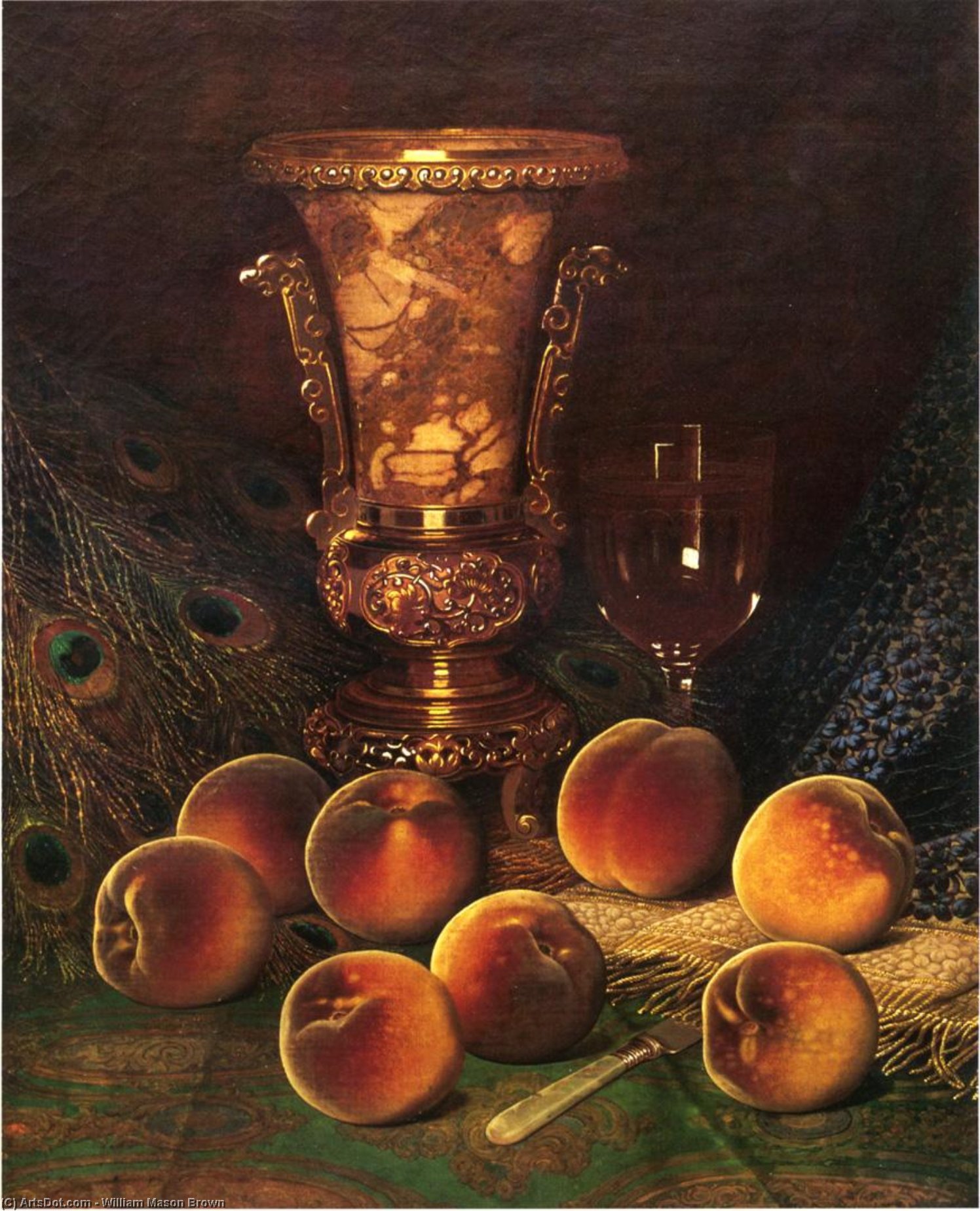 Still Life With Peaches And Marble Vase — William Mason Brown