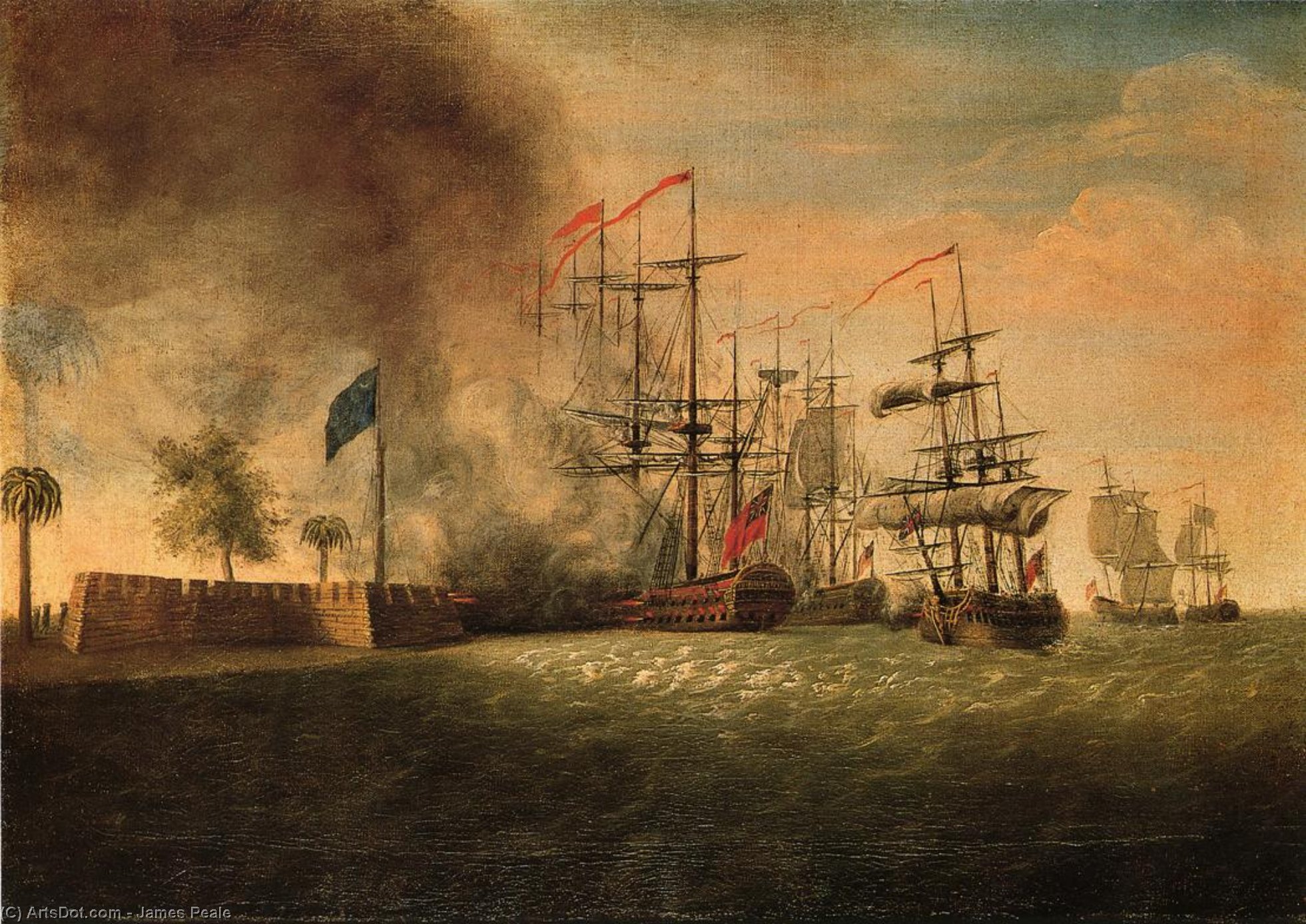 Sir Peter Parker's Attack Against Fort Moultrie — James Peale