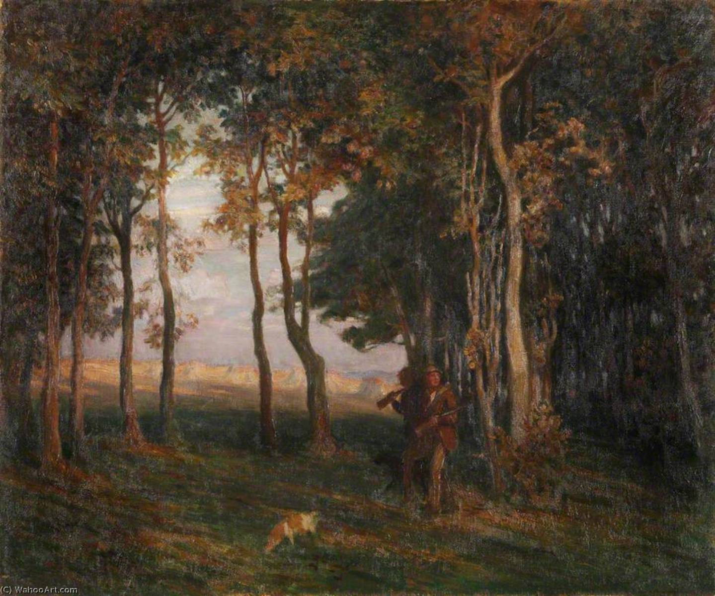 Two 'guns' In A Wood With Dog — Brian Hatton