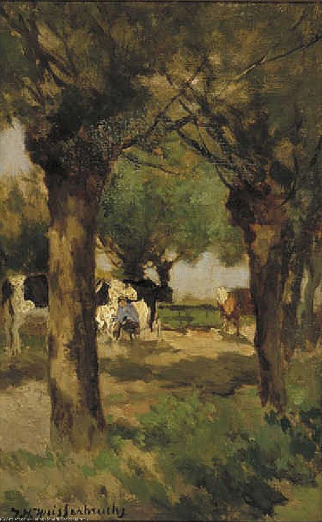 Milking Cows Underneath The Willows — Johan Hendrik Weissenbruch