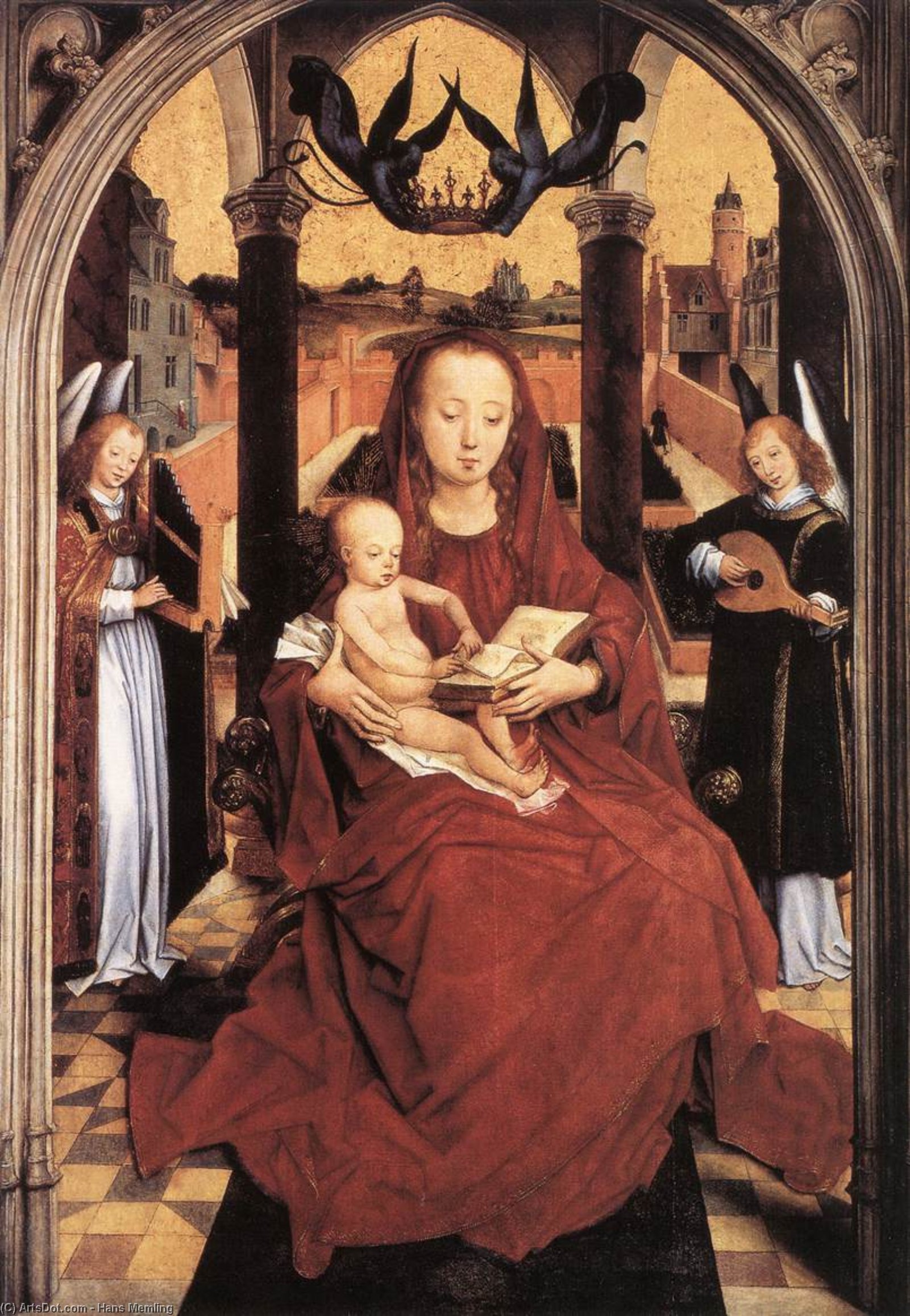 Early - Virgin And Child Enthroned With Two Musical Angels — Memling, Hans