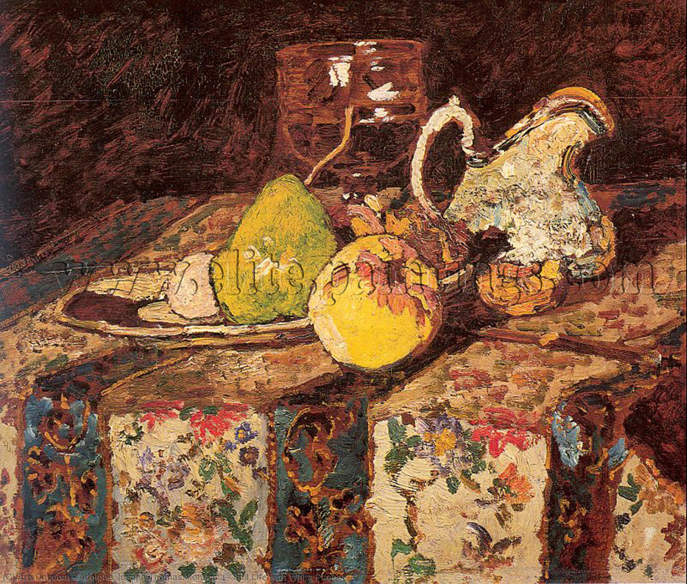 Still Life With White Pitcher — Adolphe Joseph Thomas Monticelli