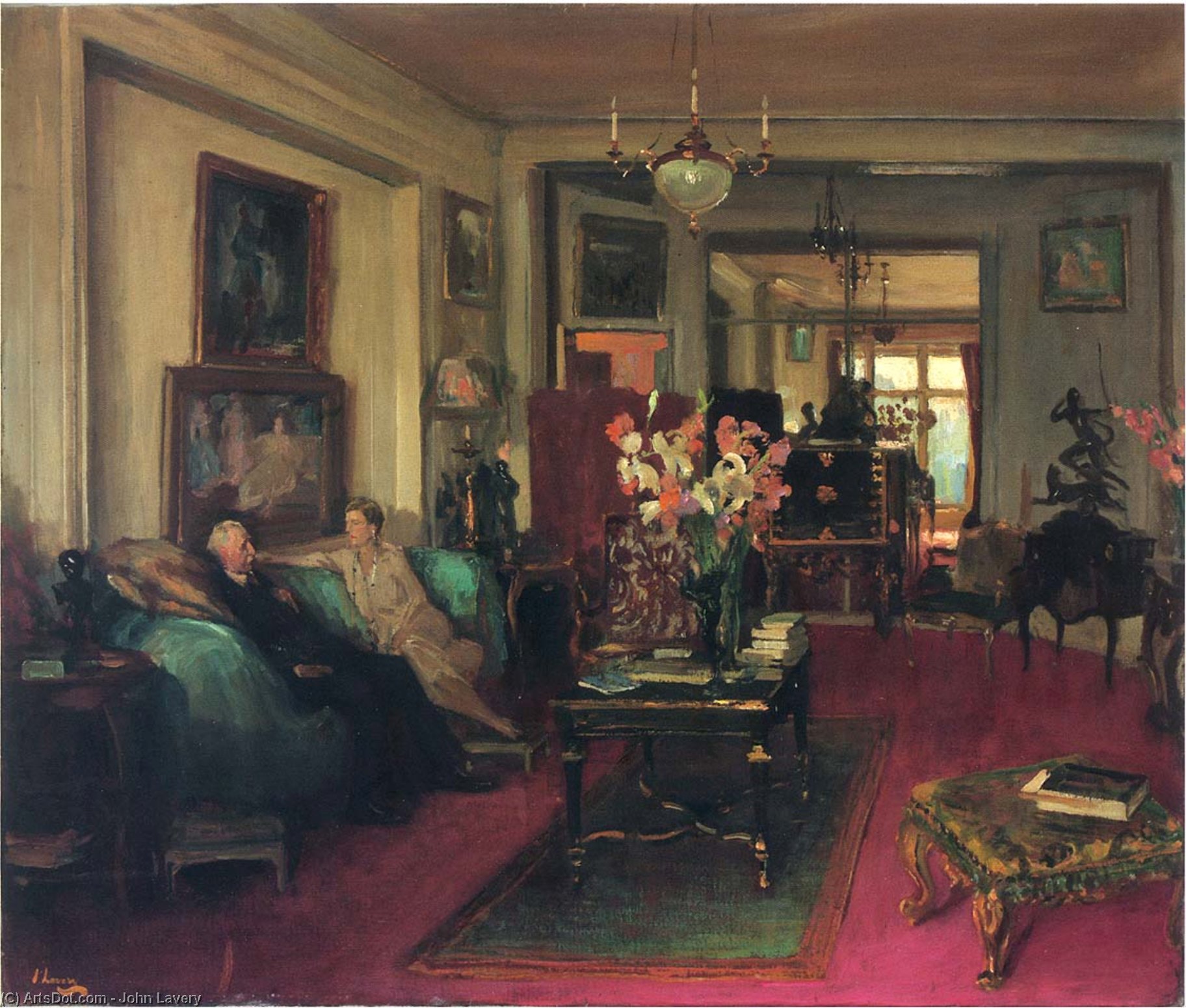 A Salon, Lady Cunard And John Moore — Sir John Lavery