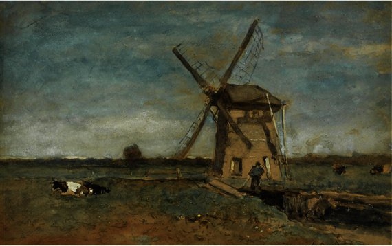 A Peasant Near A Windmill, Noorden — Jan Weissenbruch
