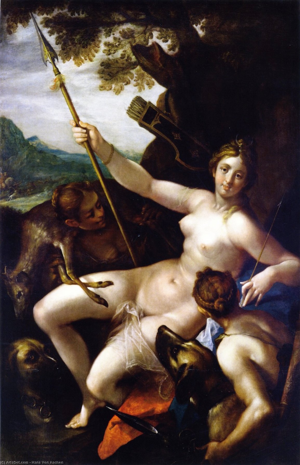 Diana And Her Nymphs At Rest After The Hunt — Hans Von Aachen