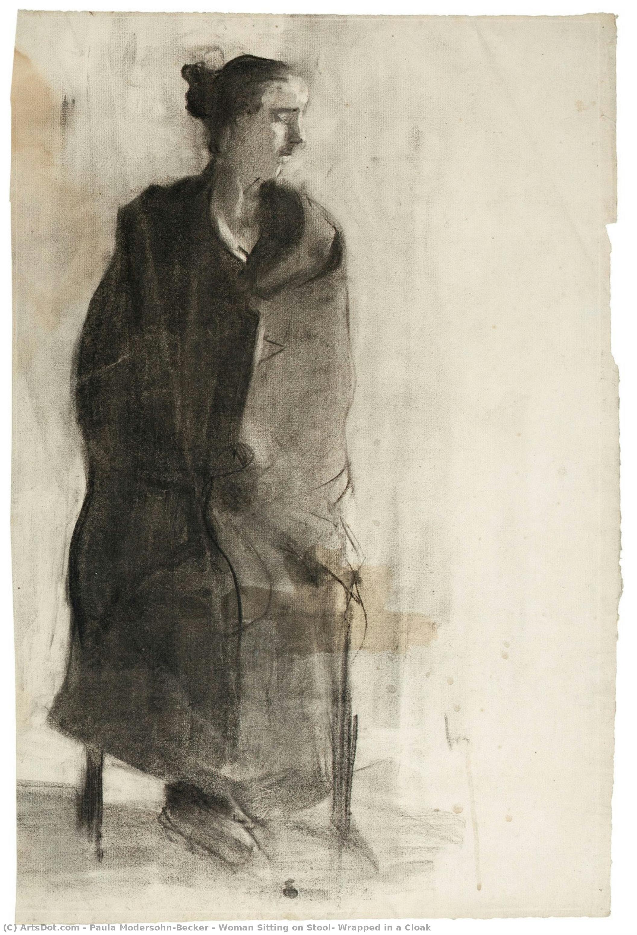 Woman Sitting On Stool, Wrapped In A Cloak — Paula Modersohn-becker