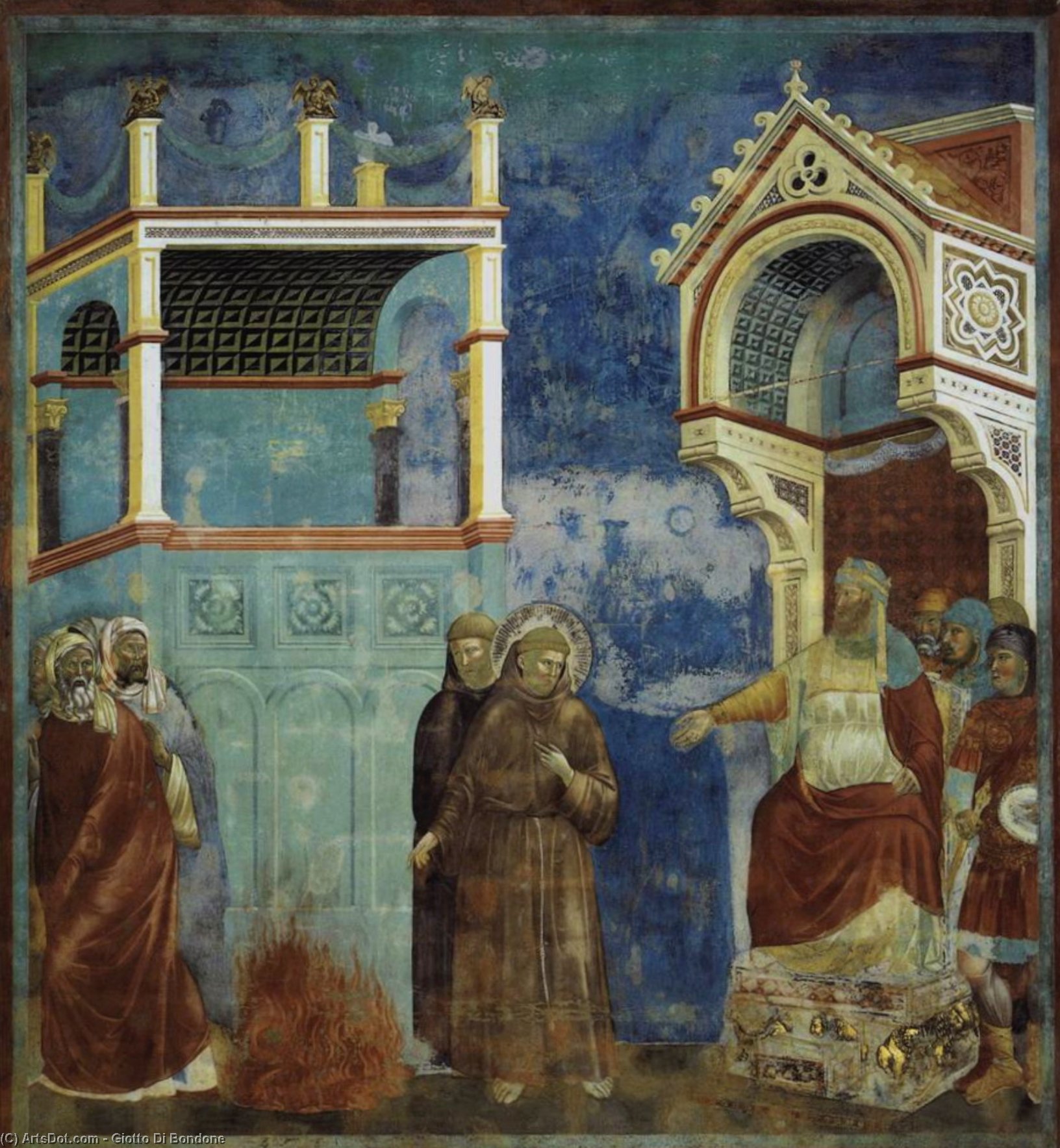 Legend Of St Francis: 11. St Francis Before The Sultan (trial By Fire) — Giotto Di Bondone