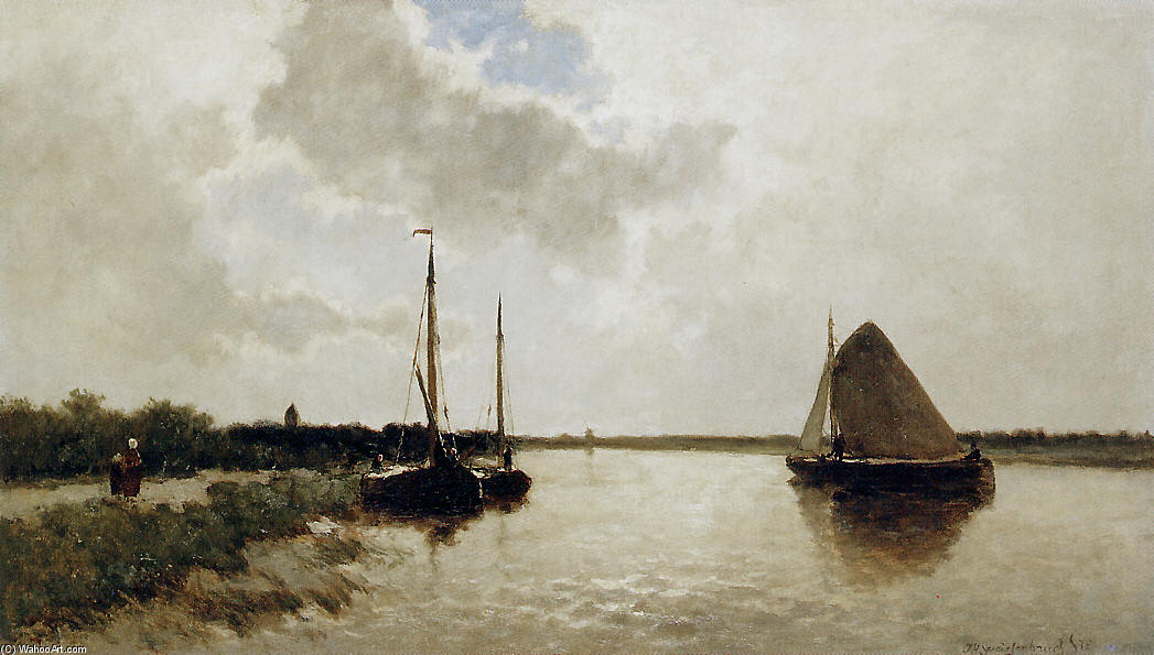 Ships On Canal — Johan Hendrik Weissenbruch