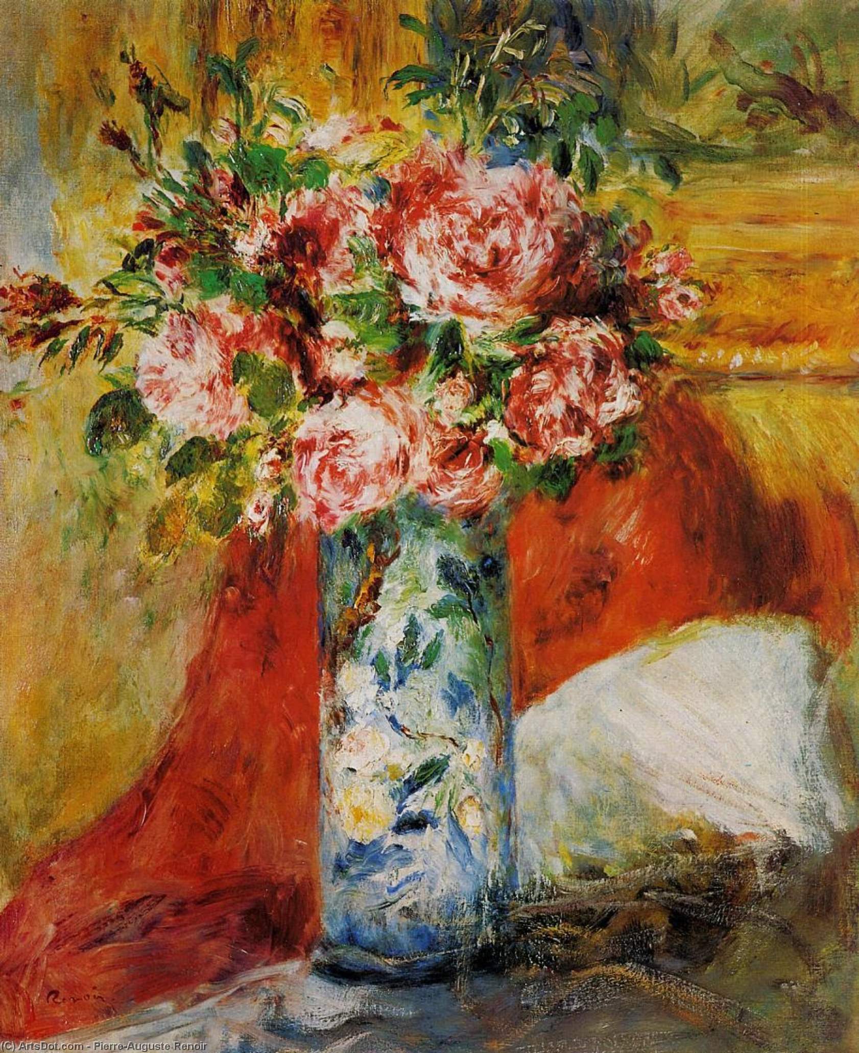 Roses In A Vase 5 — Pierre-auguste Renoir