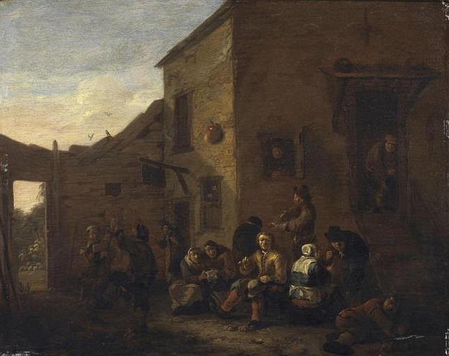 Buveurs A La Porte D'un Cabaret — Egbert Van Der Poel