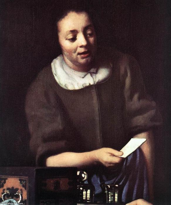 Lady With Her Maidservant Holding A Letter (detail) — Johannes Vermeer