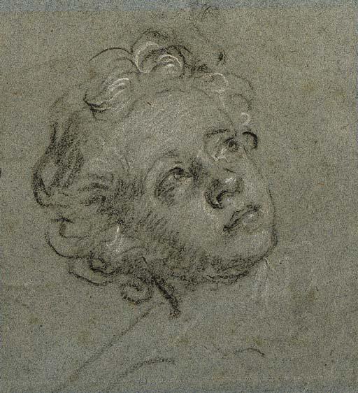 Head Of A Young Boy Looking Up To The Right — Marc Nattier