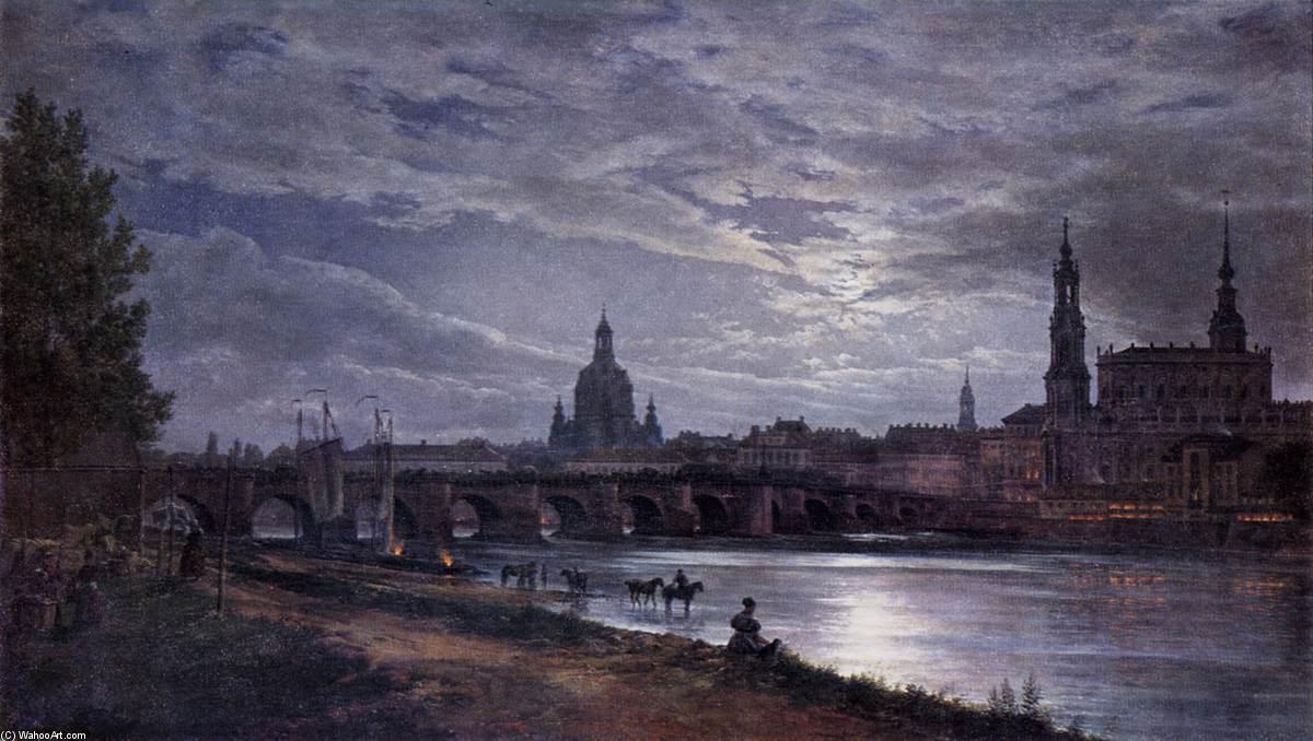 View Of Dresden At Full Moon — Johan Christian Claussen Dahl