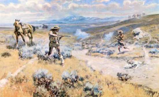 Buffalo Bills Duel With Yellowhand — Charles Marion Russell
