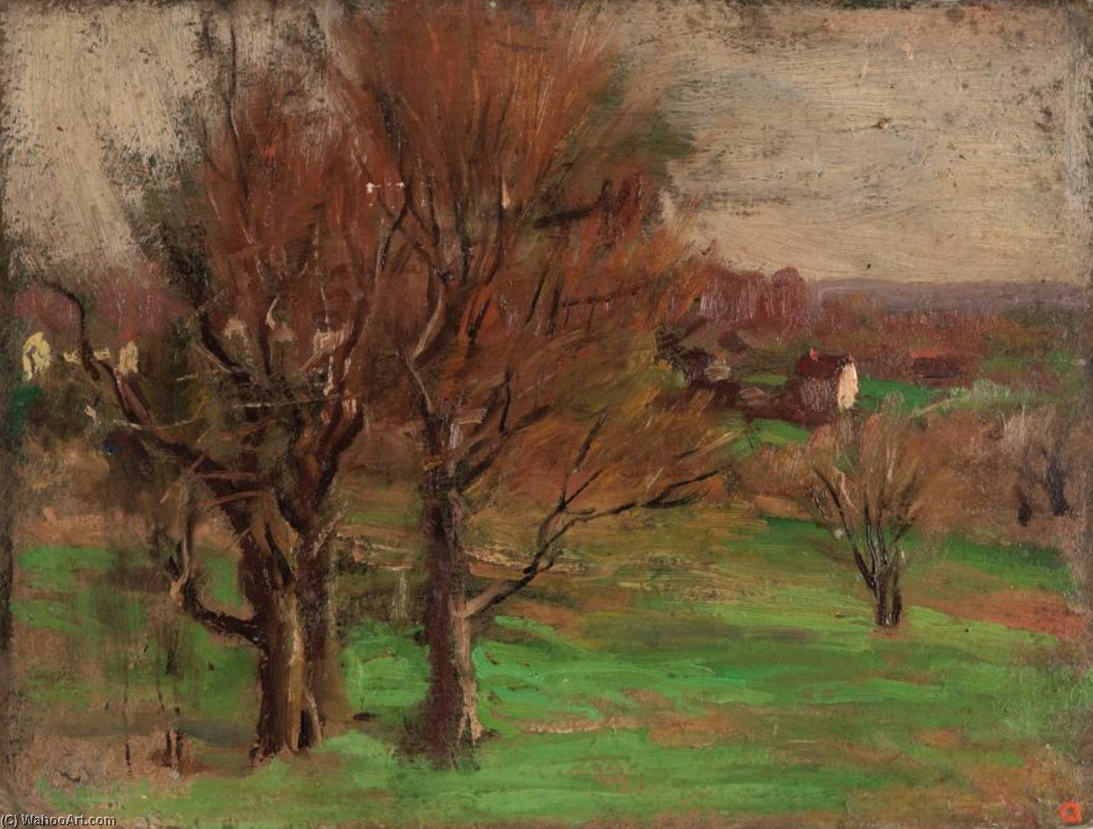 Landscape With Trees And House — Thomas P Anshutz