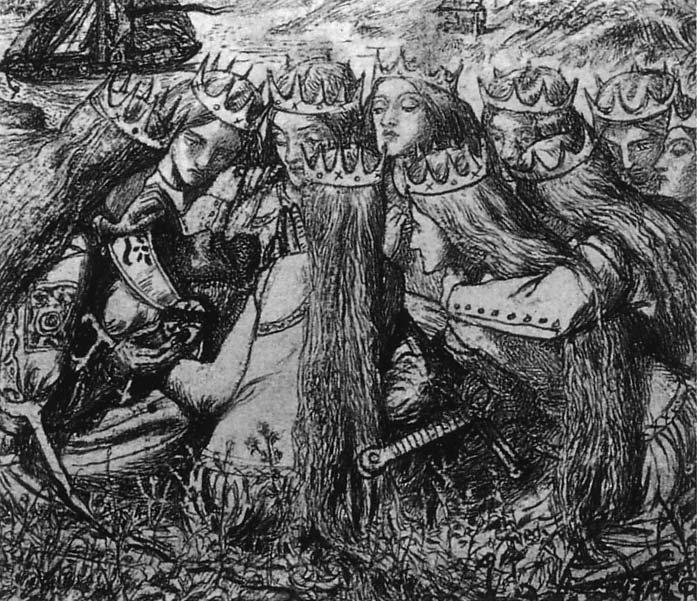 King Arthur And The Weeping Queens — Dante Gabriel Rossetti