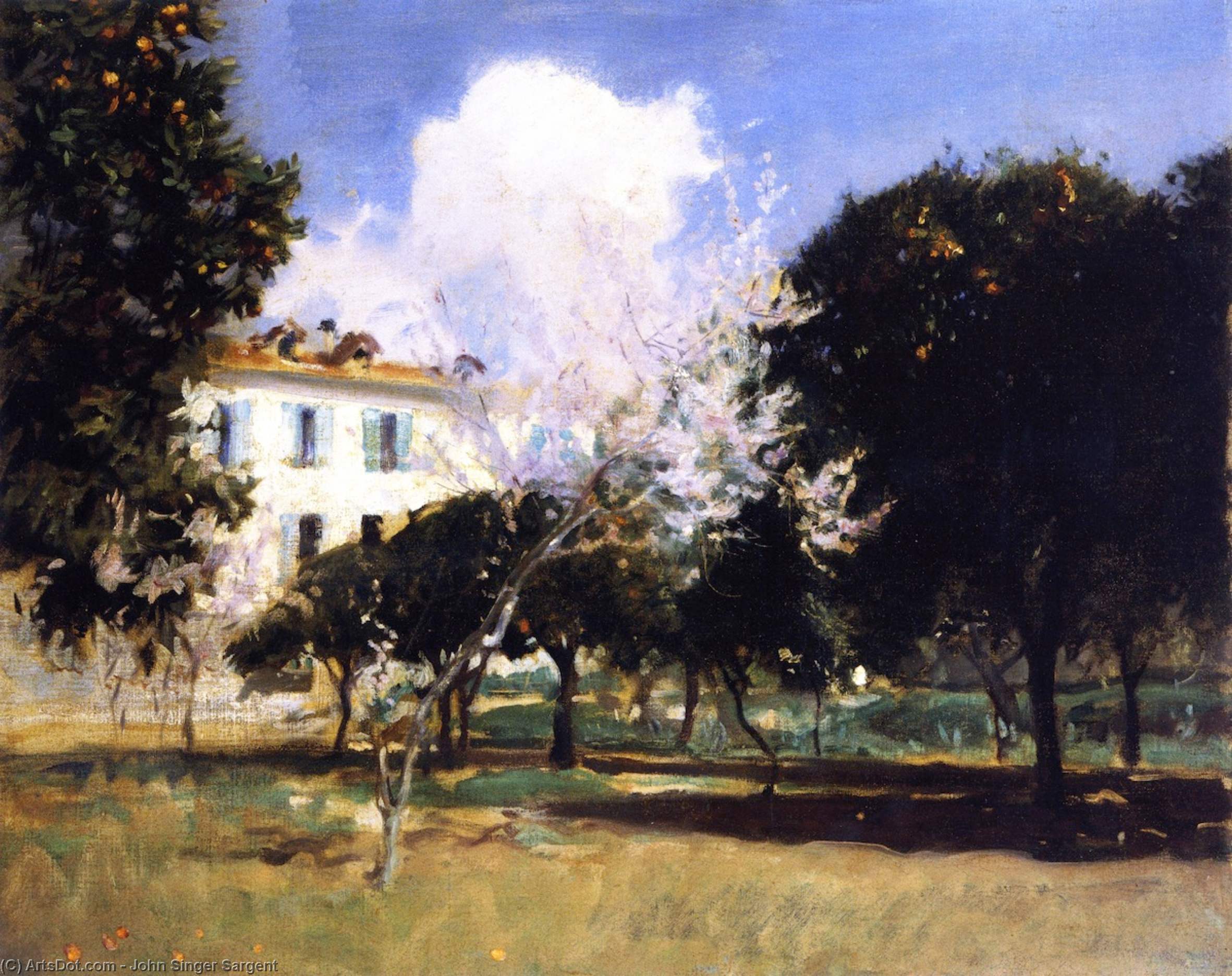 House And Garden, Nice (also Known As Almond Blossoms) — John Singer Sargent