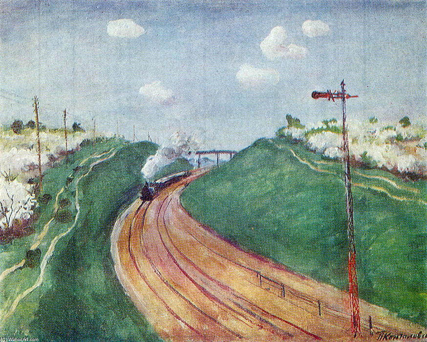Spring Landscape With Train — Pyotr Konchalovsky