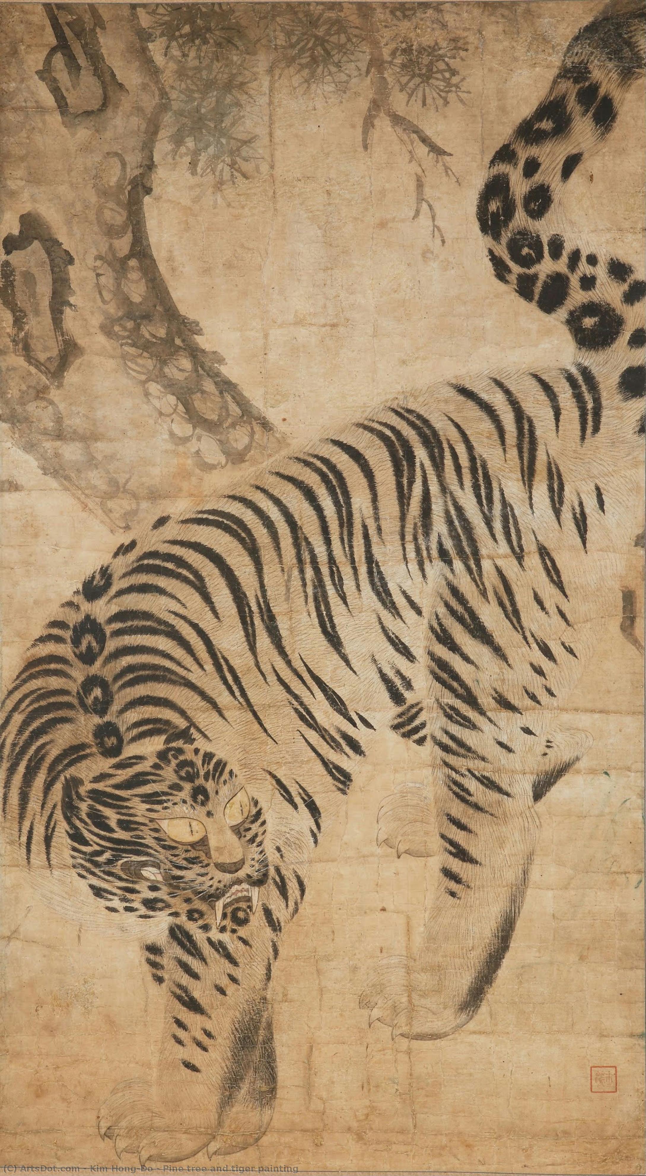 Pine Tree And Tiger Painting — Kim Hong-do