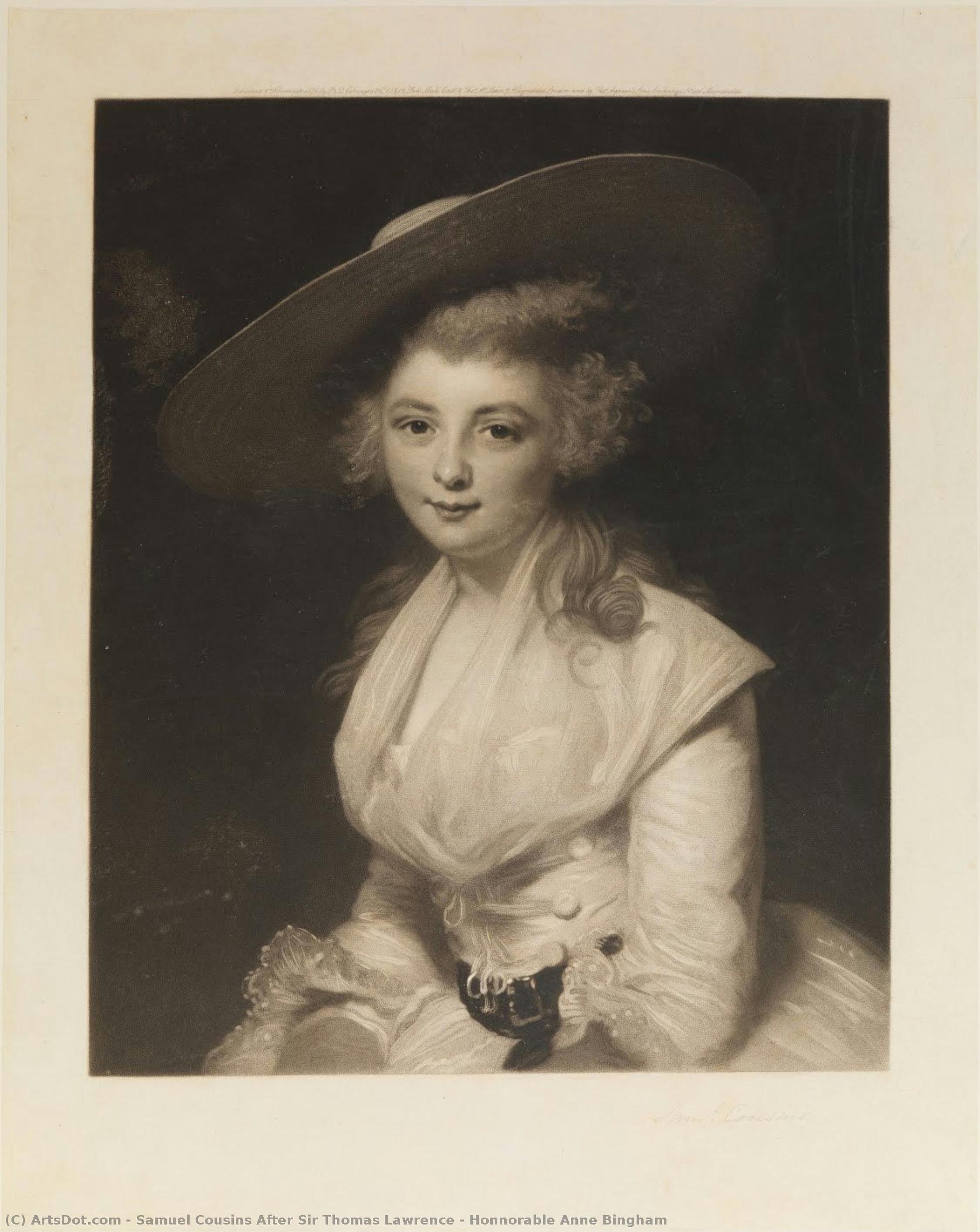 Honnorable Anne Bingham — Samuel Cousins After Sir Thomas Lawrence