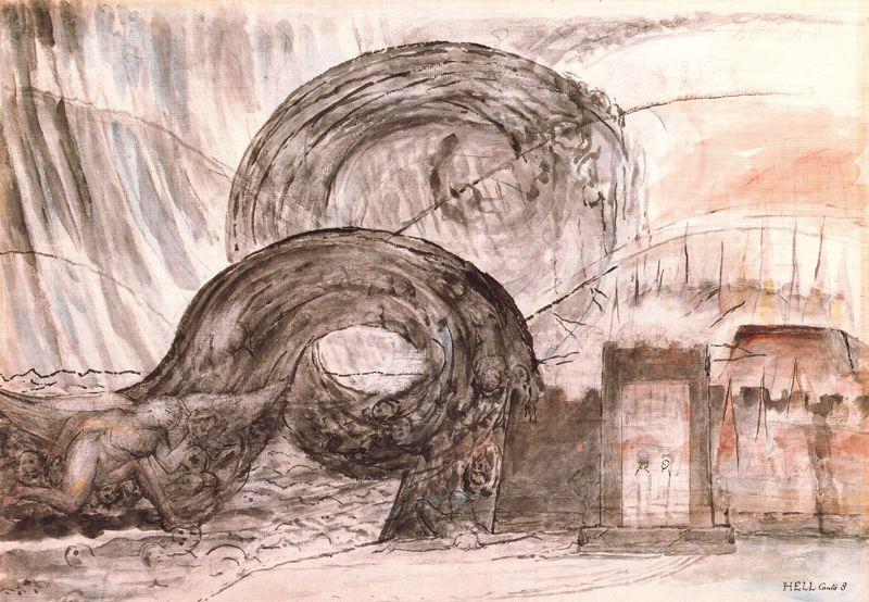 La Ciudad De Dite Y El Ángel Atravesando La Laguna Estigia — William Blake