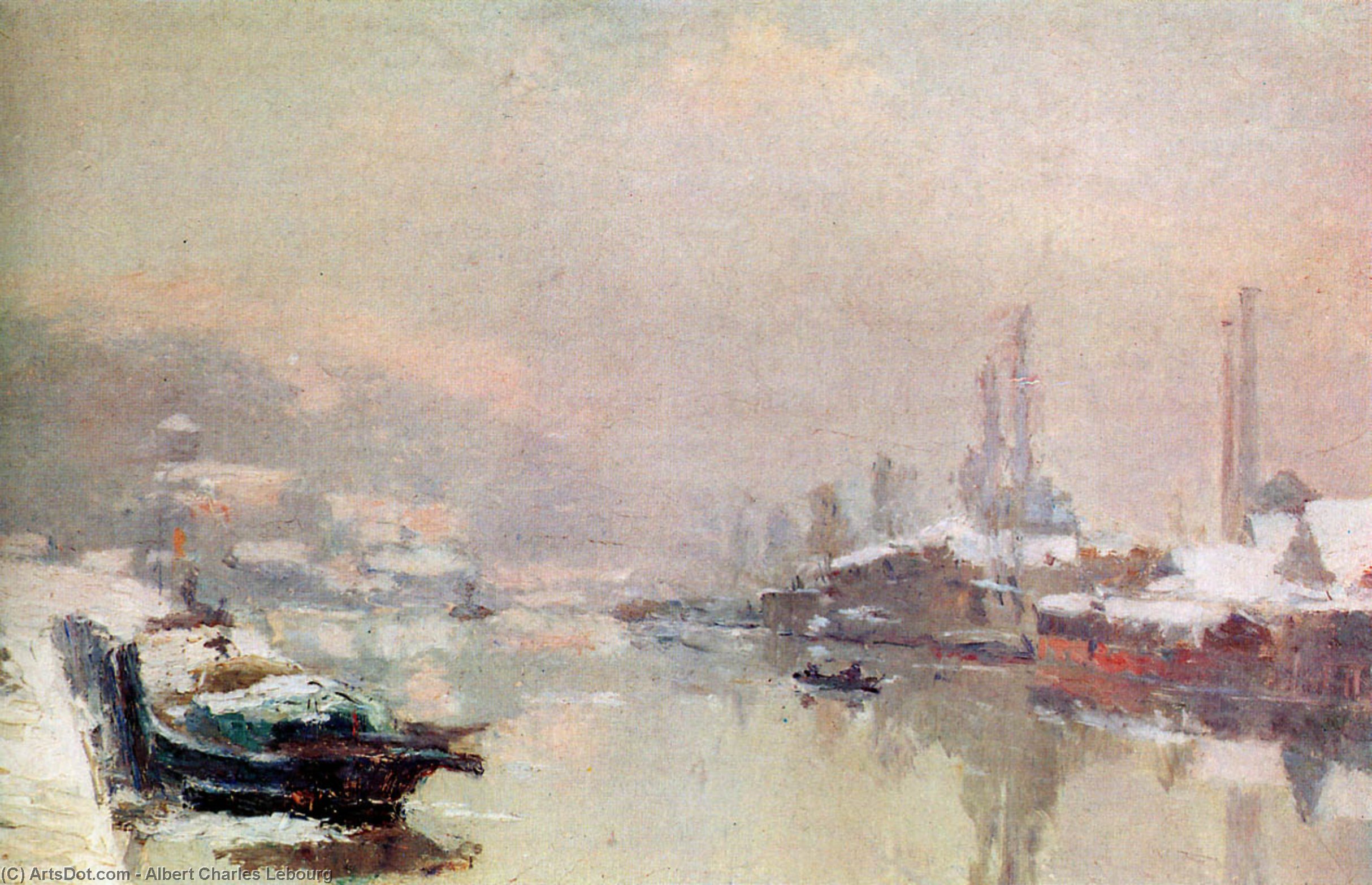 Island Lacrouix In Snow — Albert-charles Lebourg