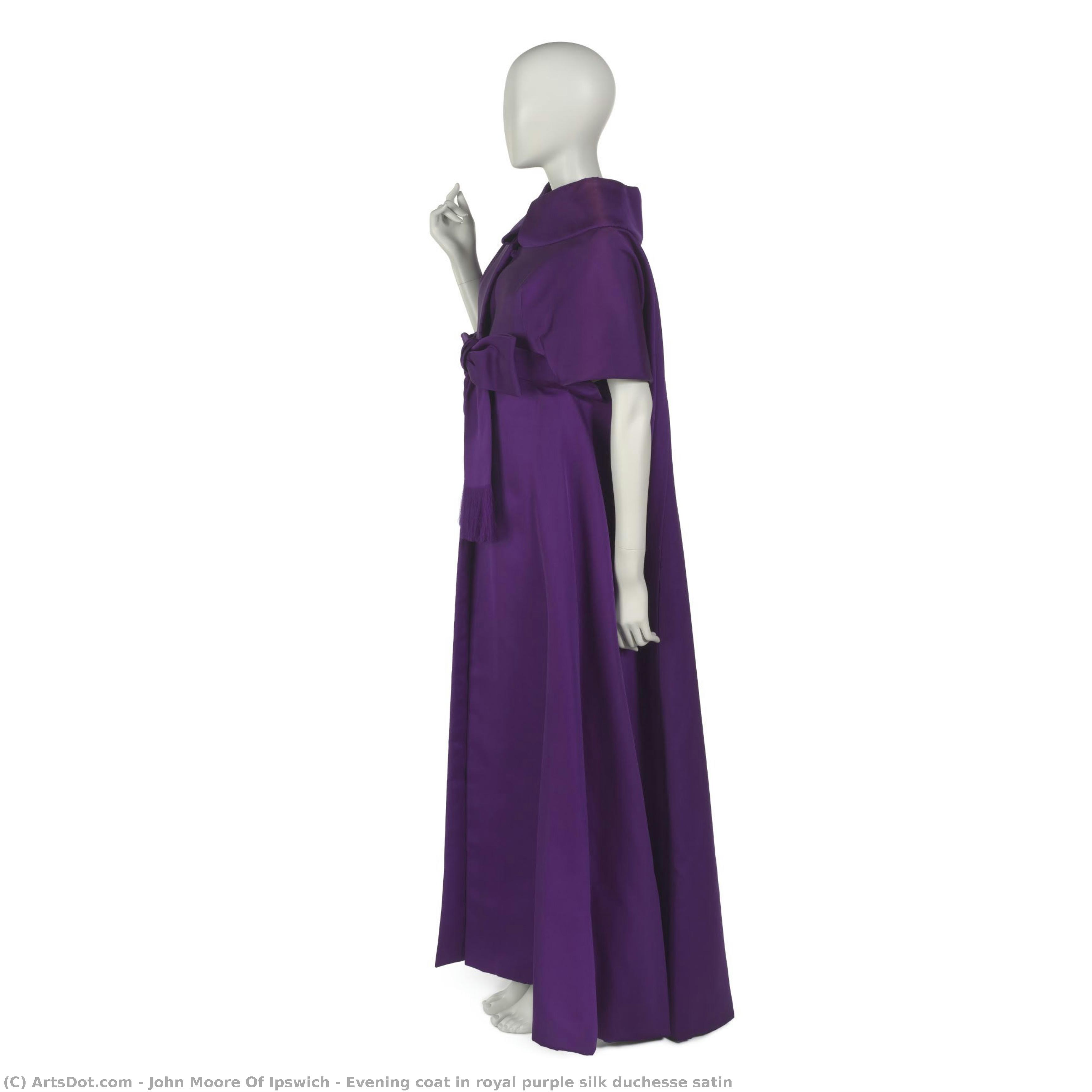 Evening Coat In Royal Purple Silk Duchesse Satin — John Moore Of Ipswich
