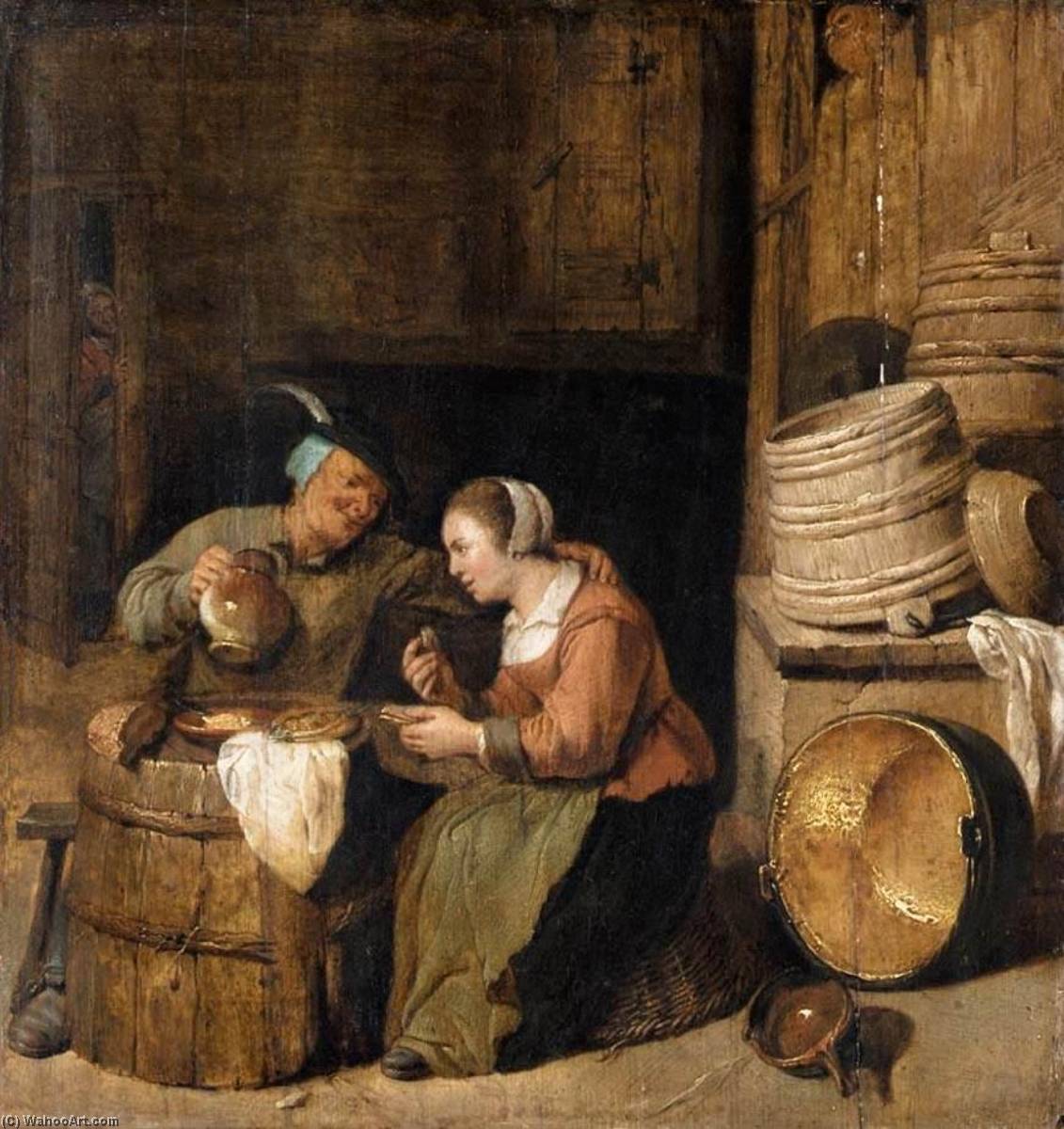 Interior Scene With Two Women Talking — Hendrik Martensz Sorgh