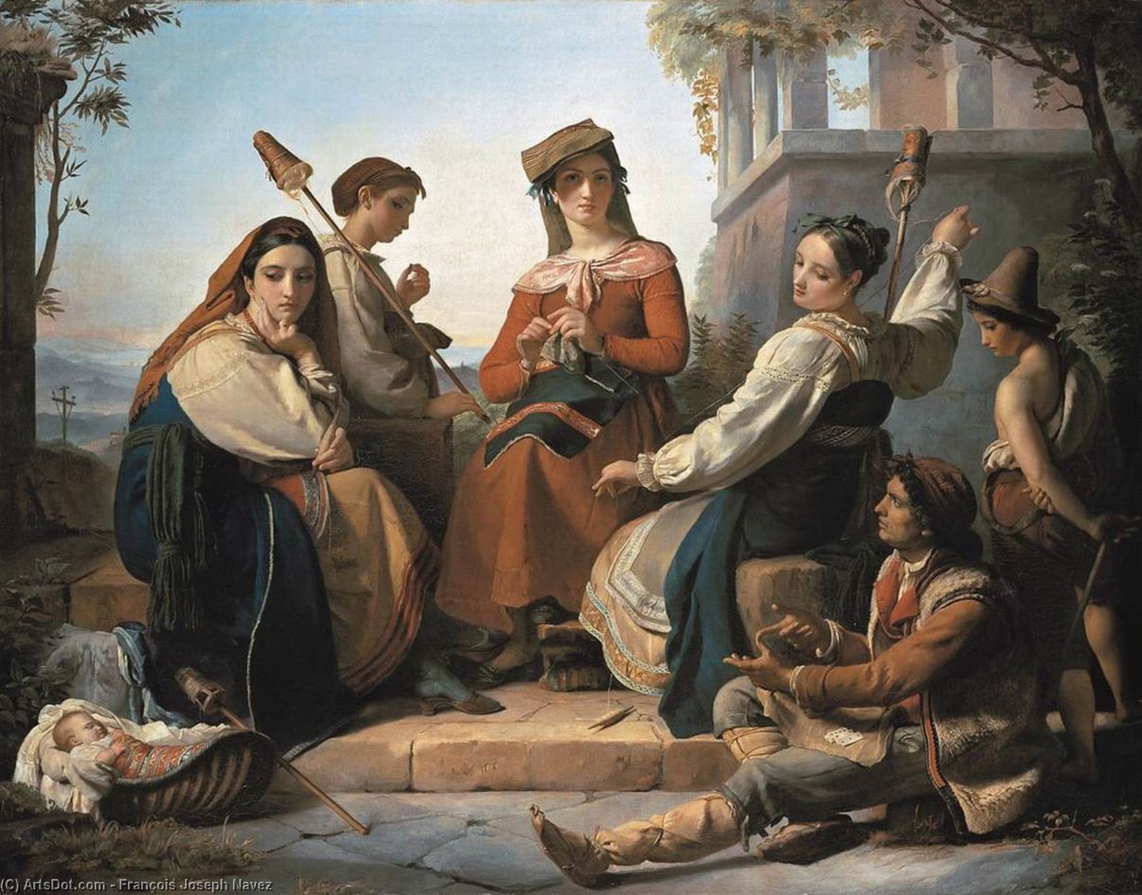 Women Spinning In Fondi — François Joseph Navez