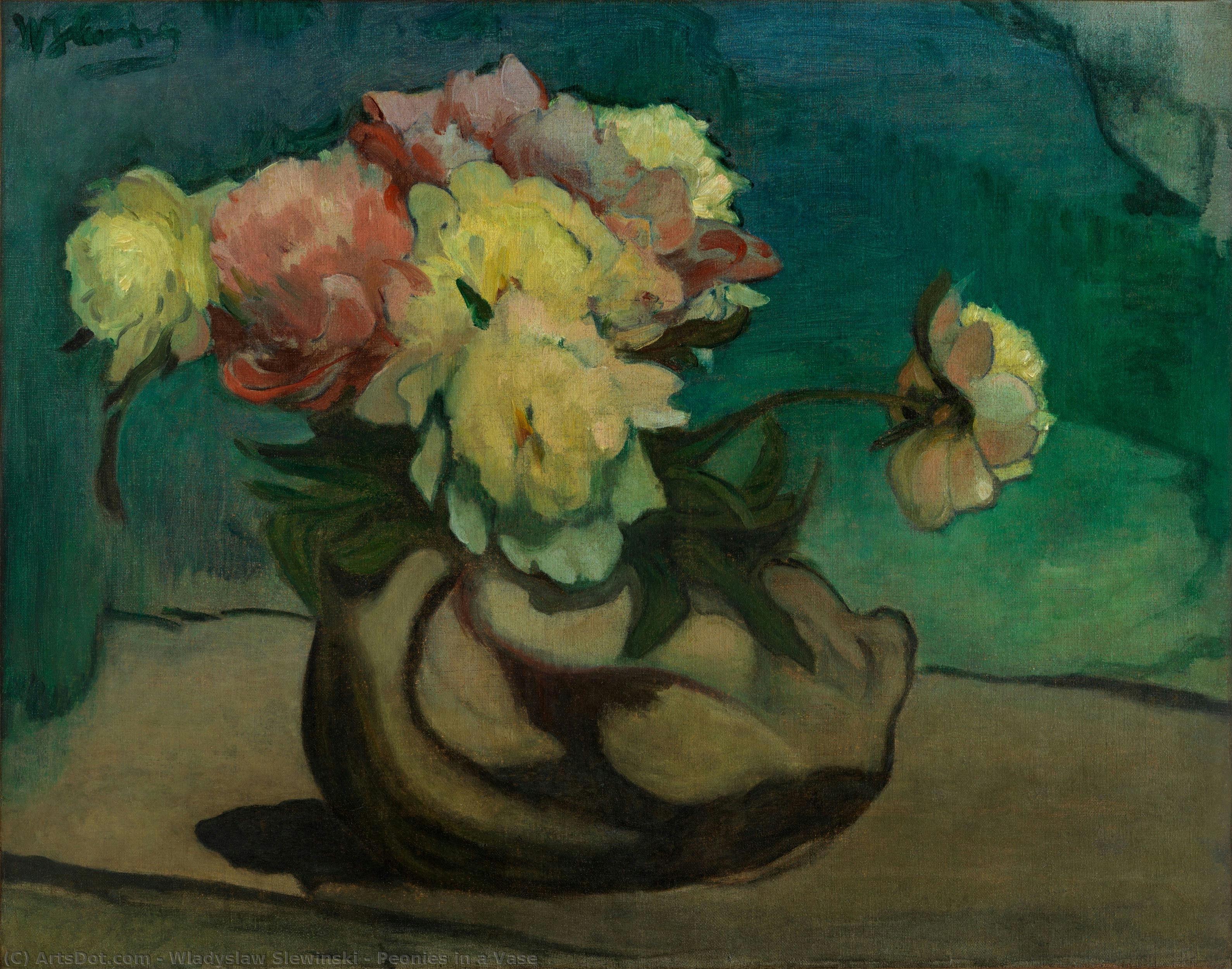 Peonies In A Vase — Wladyslaw Slewinski