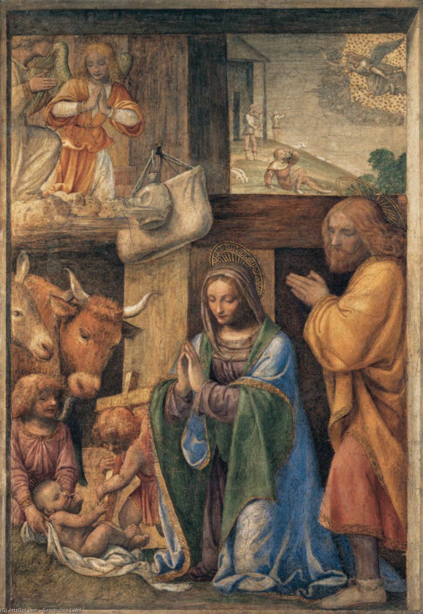 Nativity And Annunciation To The Shepherds — Bernardino Luini