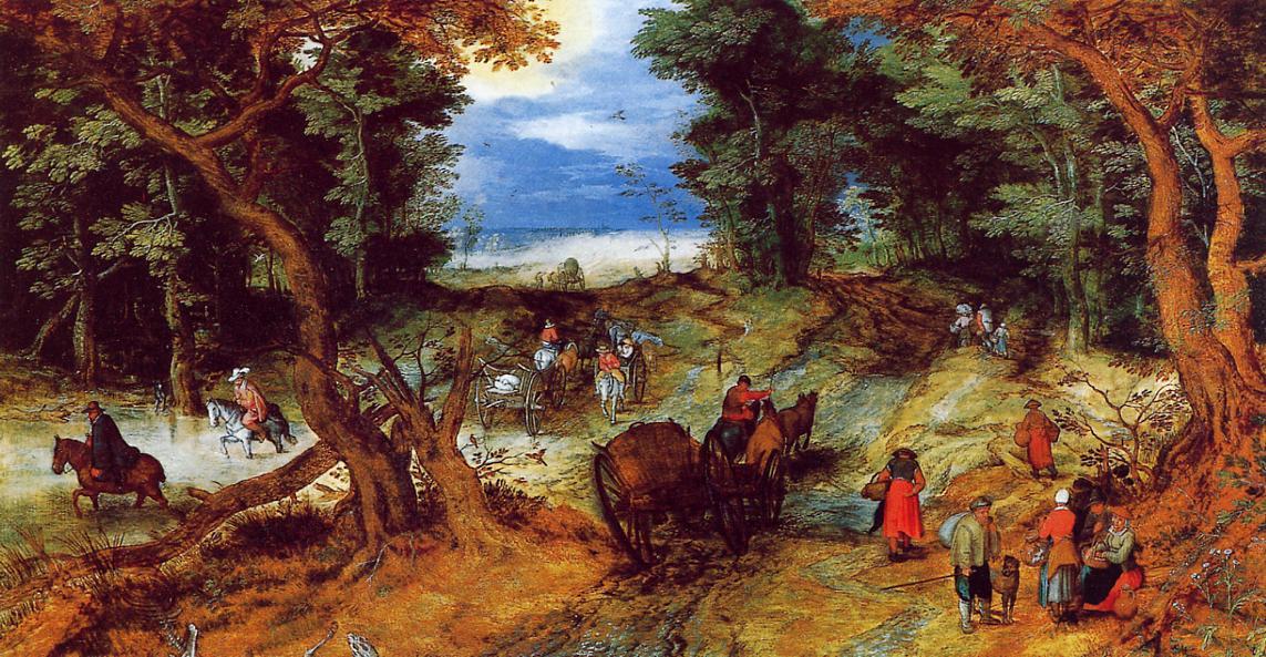 Forest Landscape With Travellers — Jan Brueghel The Elder