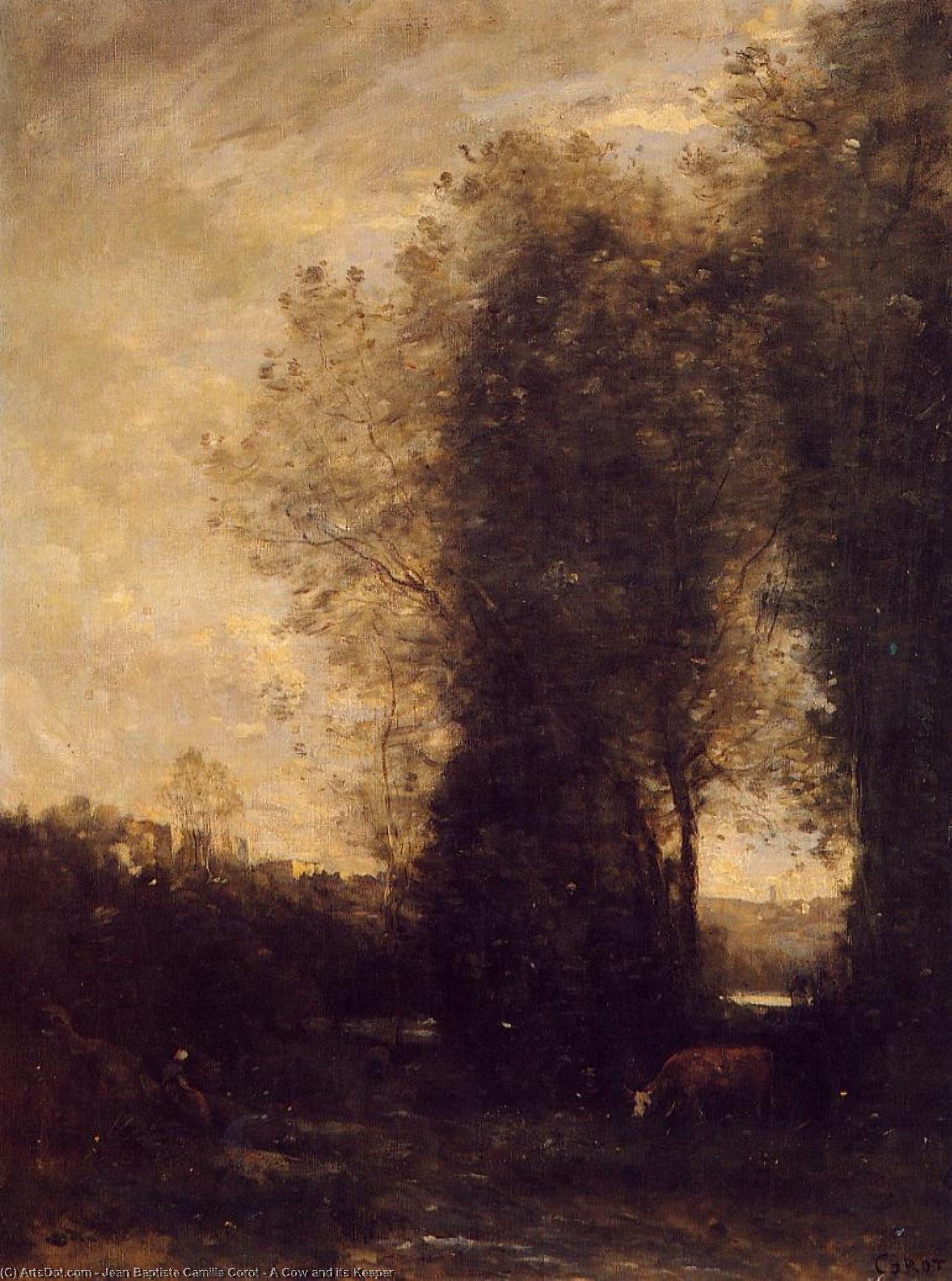 A Cow And Its Keeper — Jean-baptiste-camille Corot