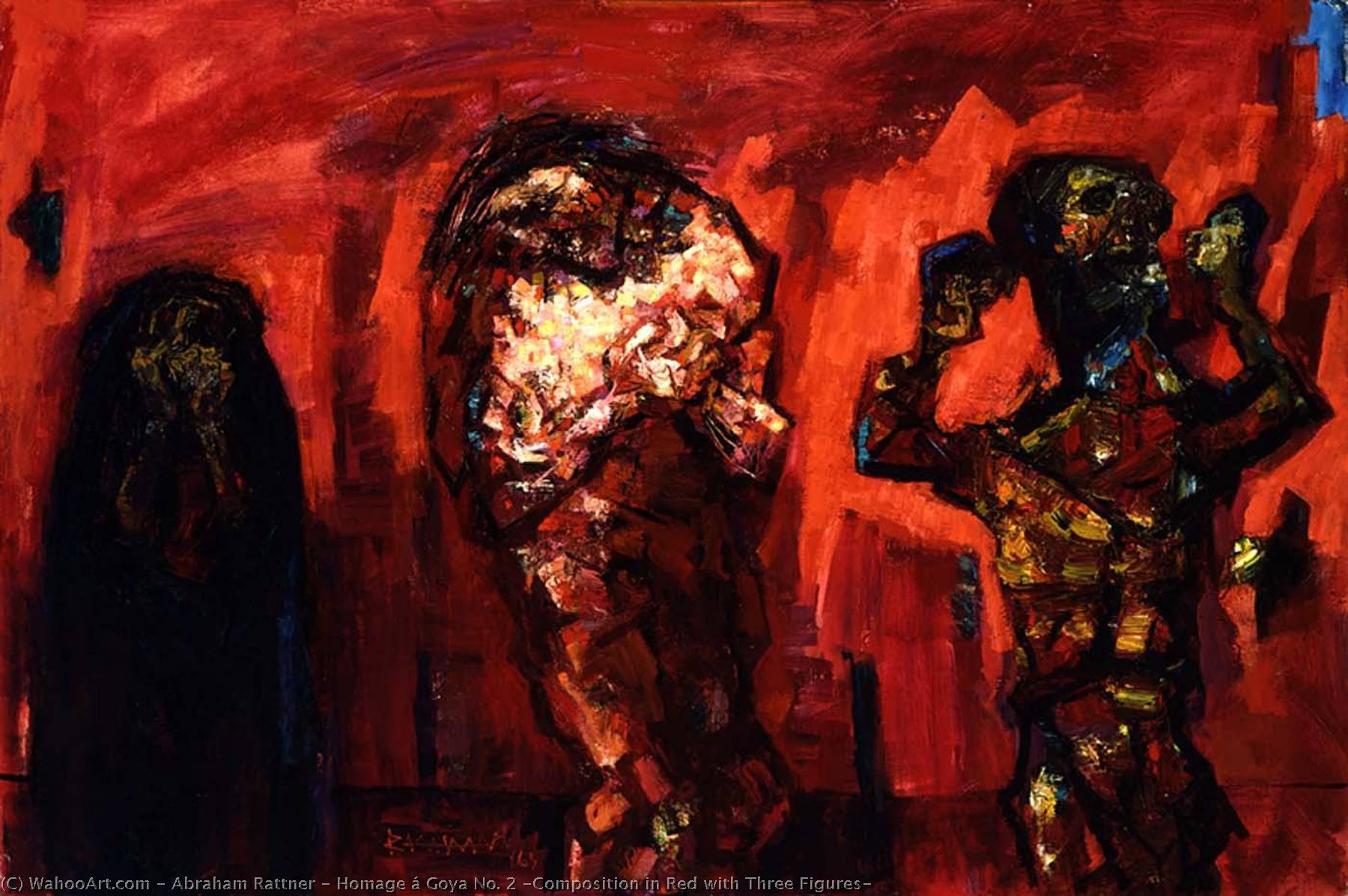Homage Á Goya No. 2 (composition In Red With Three Figures) — Abraham Rattner