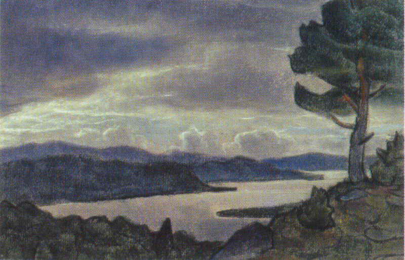 Landscape With Lake And Tree On The Shore — Nicholas Roerich