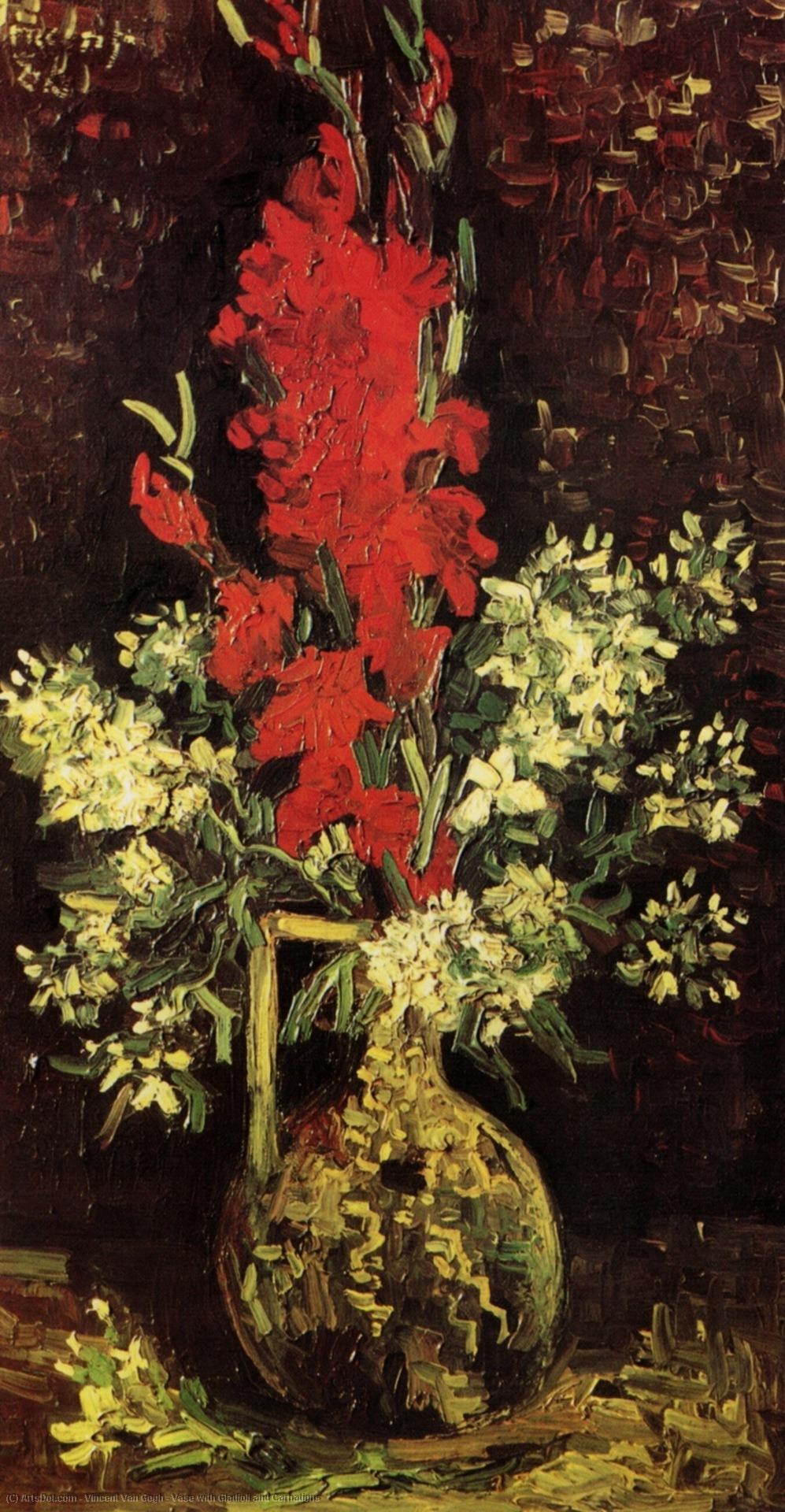 Vase With Gladioli And Carnations — Vincent Willem Van Gogh