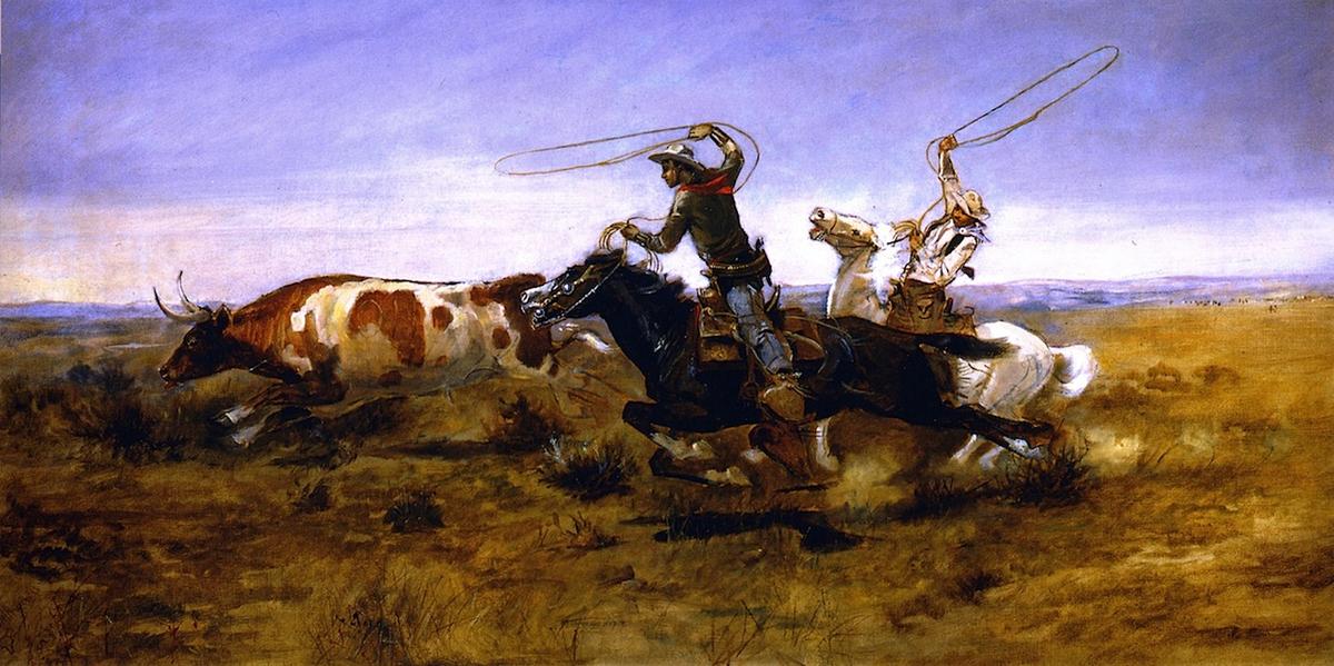 Oh Cowboys Roping A Steer — Charles Marion Russell