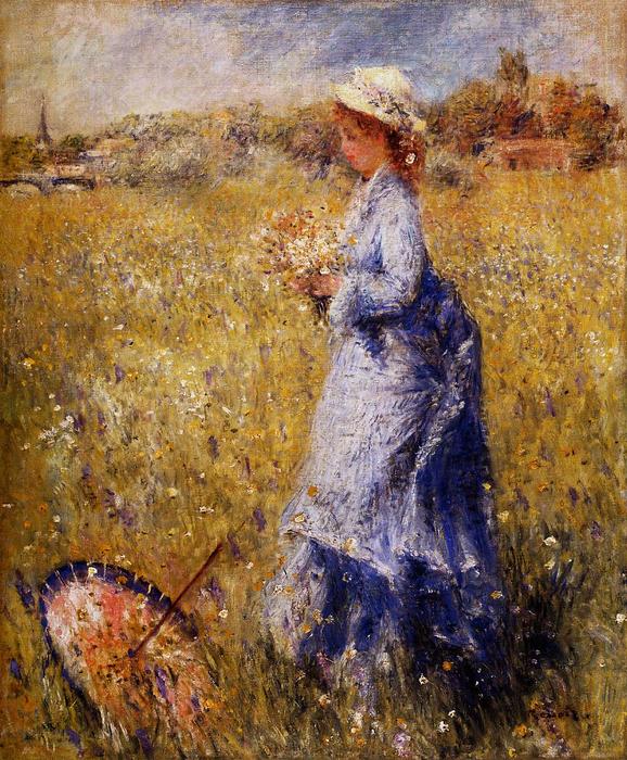 Girl Gathering Flowers — Pierre-auguste Renoir