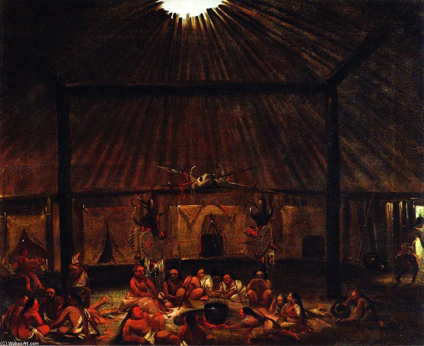 Interior Of A Mandan Lodge — George Catlin