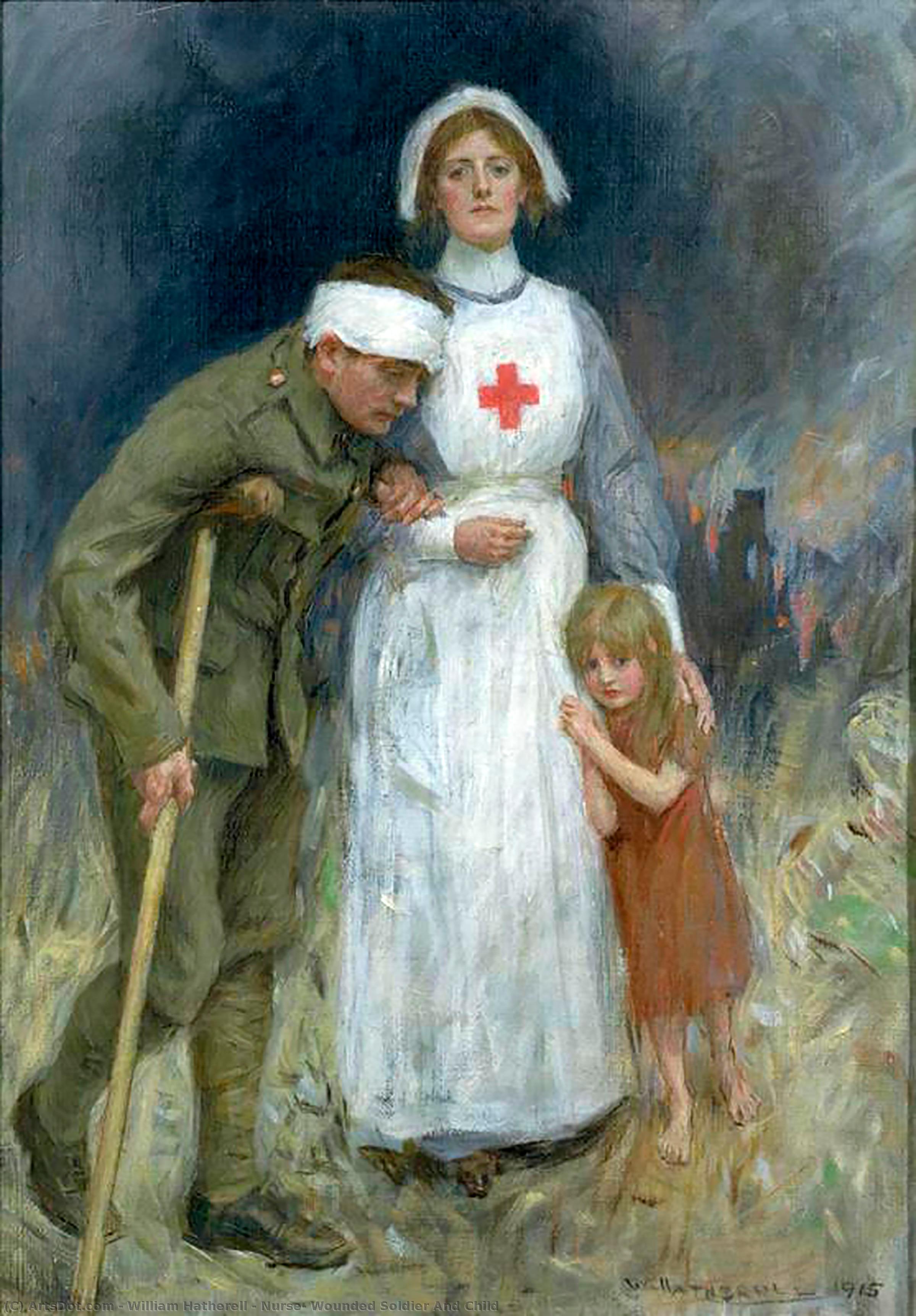 Nurse, Wounded Soldier And Child — William Hatherell