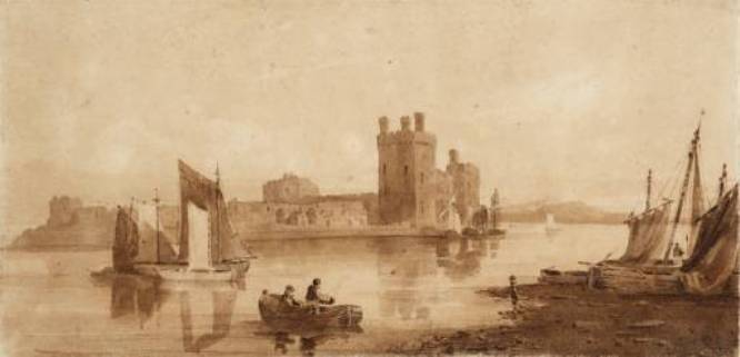 Caernarvon Castle With Boats — David Cox