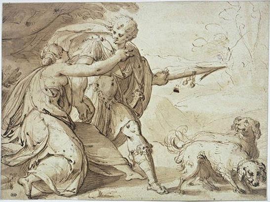 Adonis Held Back By Venus While Going Hunting — Hans Von Aachen