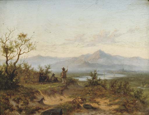 Artists Working In A Mountainous River Landscape — Willem Cornelis Rip