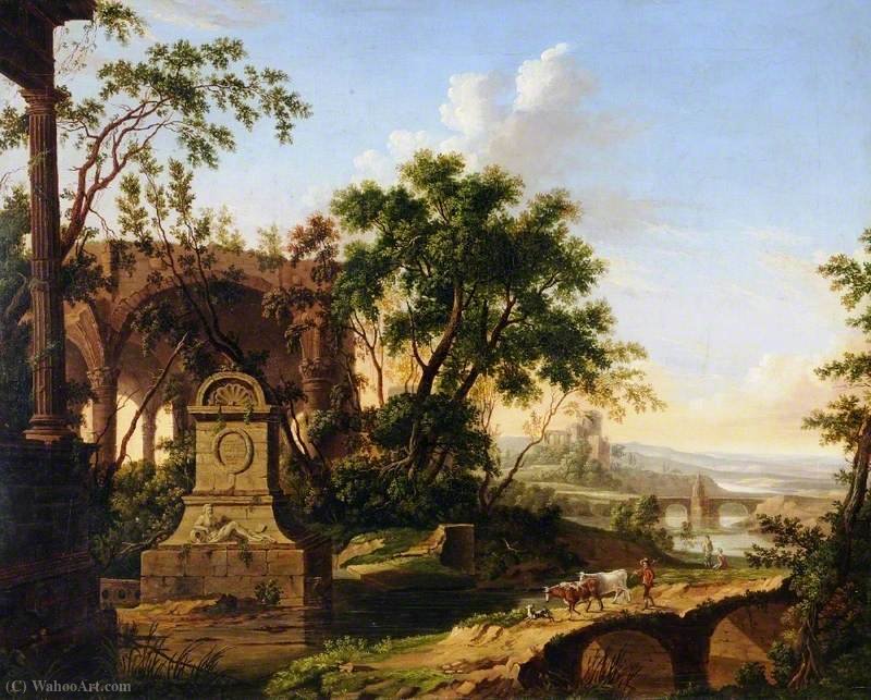 Italianate Landscape With Classical Ruins — Jan Baptist Huysmans