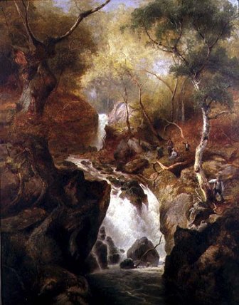 Waterfall Through A Woodland — Edward Henry Holder
